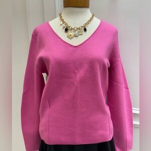 Anthropologie Size Medium Pink Maeve V neck sweater